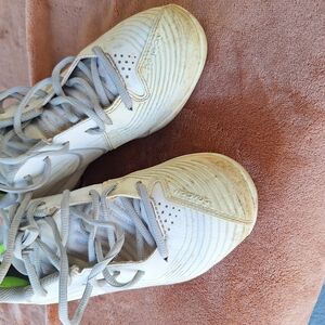 White Athletic Shoes with Gray Laces